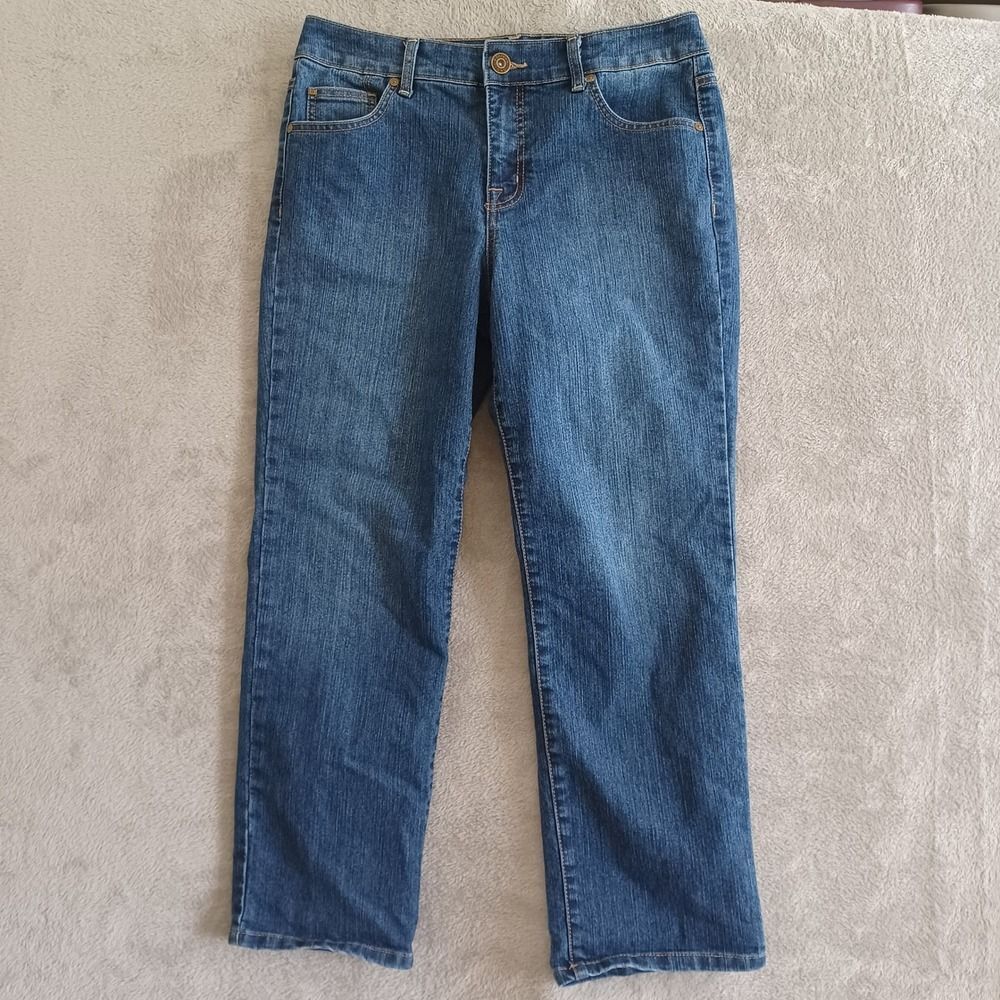 Bandolino Mandie Jeans Sz 12‎ x 26 Petite Short Straight Leg Medium Wash Stretch